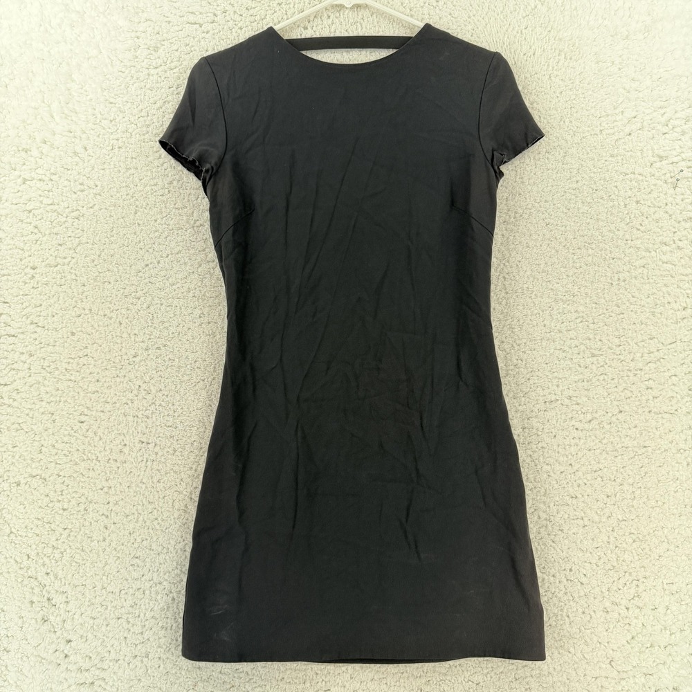Helmut Lang Dress Womens 0 Black Square Back Short Sleeve Sheath HLW24076